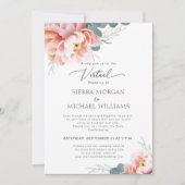 Invitation Mariage Virtuel Floral Rose Peach Peony (Devant)