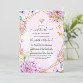 Invitation Mariage virtuel géométrique Floral rose et or (Debout devant)