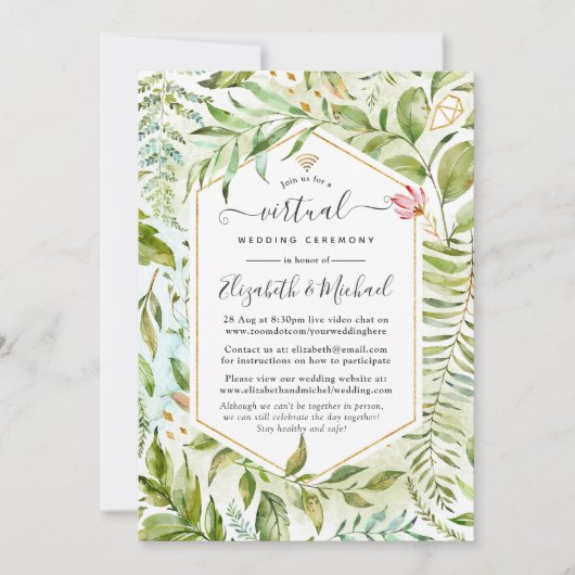 Invitation Mariage virtuel Geometry Crystal Online (Devant)