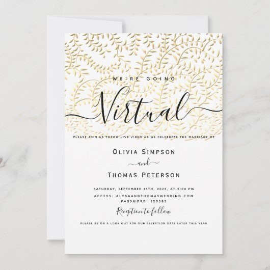 Invitation Mariage virtuel Gold (Devant)