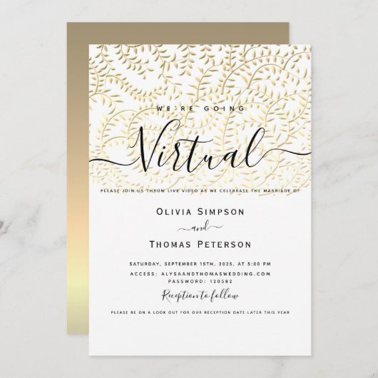 Invitation Mariage virtuel Gold (Devant / Derrière)