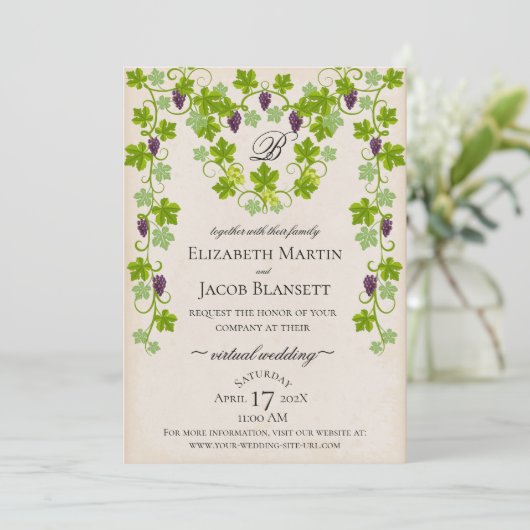 Invitation Mariage virtuel Grapevine (Debout devant)