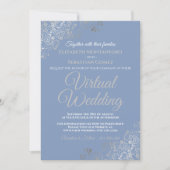 Invitation Mariage virtuel gris et bleu clair Silver Frills (Devant)