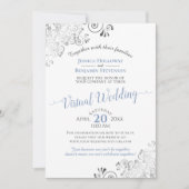 Invitation Mariage virtuel Lacy Silver Elegant Bleu & Blanc (Devant)