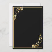 Invitation Mariage virtuel moderne Chic Golden Foliage noir (Dos)