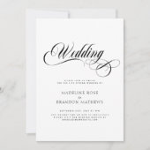 Invitation Mariage virtuel moderne noir et blanc (Devant)