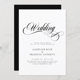 Invitation Mariage virtuel moderne noir et blanc