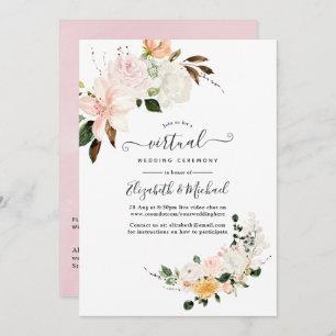 Invitation Mariage virtuel Pastel Floral Online