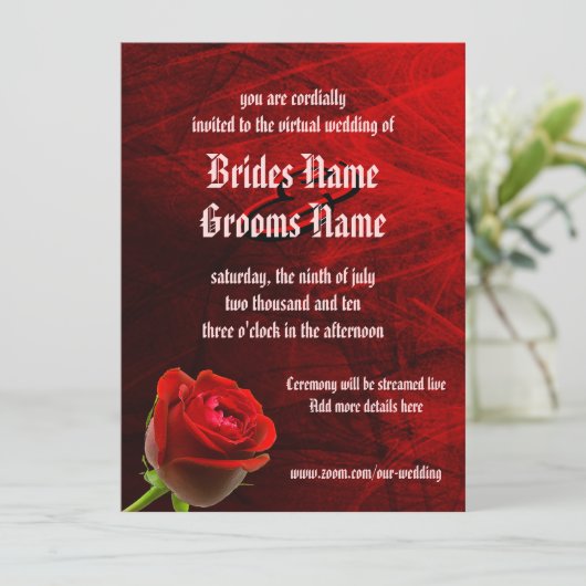 Invitation Mariage virtuel Rose gothique (Debout devant)