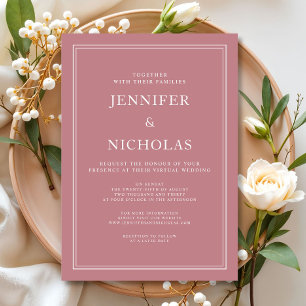 Invitation Mariage Virtuel Rose Poussiéreux Formel Élégant 