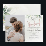 Invitation Mariage virtuel Russe Eucalyptus Gold<br><div class="desc">Le faire-part de mariage virtuel présente un thème rustique à l'eucalyptus floral,  accentué de parties scintillant faux or contre un arrière - plan couleur crème pâle.  Customisez avec votre photo,  vos noms,  votre date,  vos détails importants et incluez vos initiales au verso de la carte.</div>