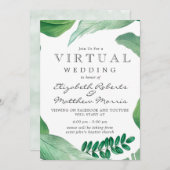 Invitation Mariage virtuel Rustique Feuille Watercolor (Devant / Derrière)