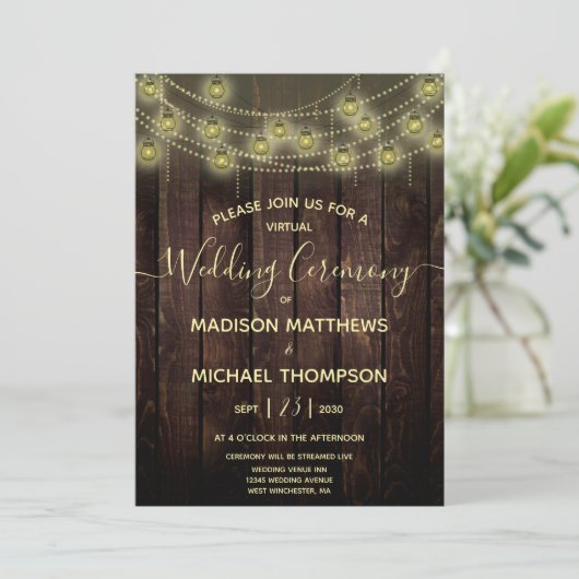 Invitation Mariage virtuel rustique Mariage Liveream (Debout devant)