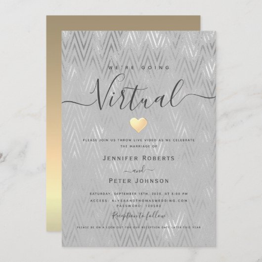 Invitation Mariage virtuel Silver (Devant / Derrière)