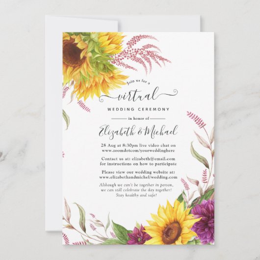 Invitation Mariage virtuel Sunflower Online (Devant)