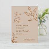 Invitation Mariage Virtuel Terracotta Leaf Save the Date (Debout devant)