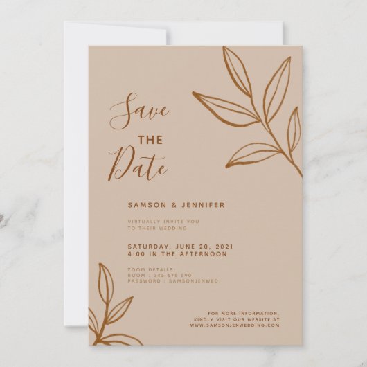Invitation Mariage Virtuel Terracotta Save the Date (Devant)