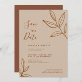Invitation Mariage Virtuel Terracotta Save the Date (Devant / Derrière)