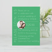 Invitation Mariage virtuel tonique vert moderne, photo (Debout devant)