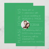 Invitation Mariage virtuel tonique vert moderne, photo (Devant / Derrière)
