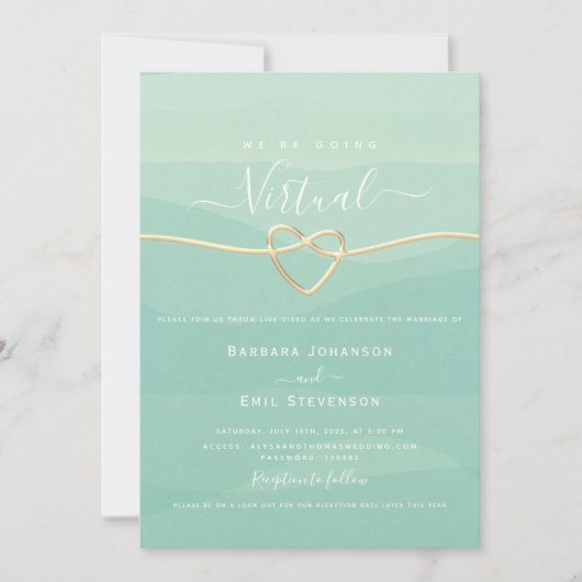 Invitation Mariage virtuel vert (Devant)