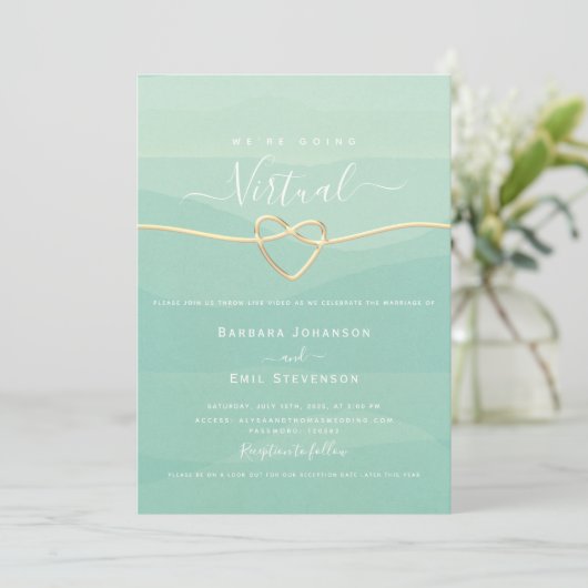 Invitation Mariage virtuel vert (Debout devant)