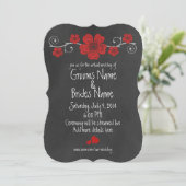 Invitation Mariage virtuel Wild Red Roses Chalkboard (Debout devant)