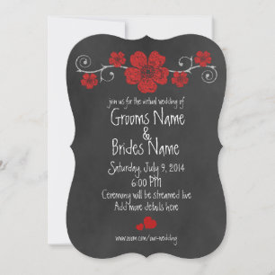 Invitation Mariage virtuel Wild Red Roses Chalkboard