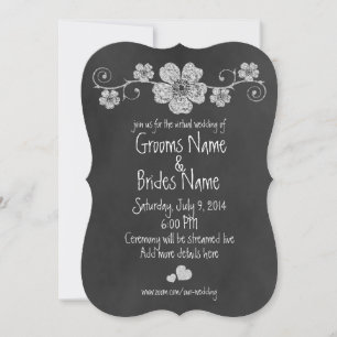 Invitation Mariage virtuel Wild White Roses Chalkboard