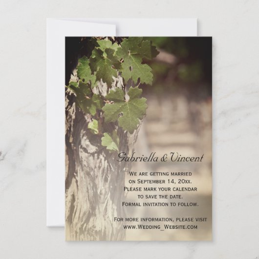 Invitation Mariage viticole Feuille de raisin Enregistrer la (Devant)