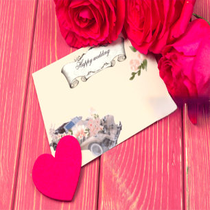 Invitation Mariage voiture Fleurs de Marine Lavage &Recette T