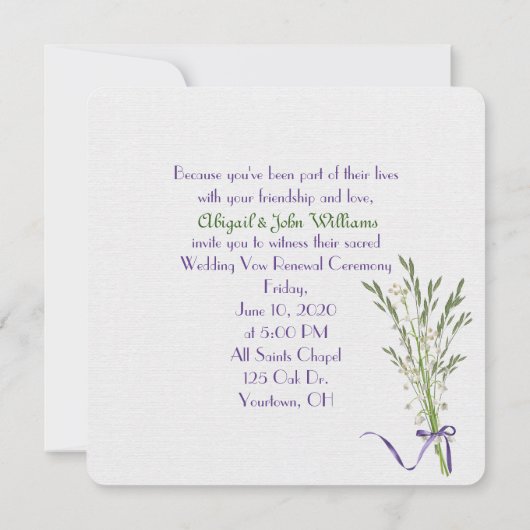 Invitation Mariage Vow Renewal-floral love font (Dos)