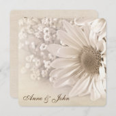 Invitation Mariage Vow Renewal Sepia Daisy (Devant / Derrière)