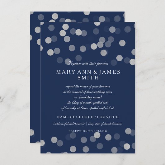 Invitation Mariage Vow Renouvel Sliver Parties scintillant Ma (Devant / Derrière)