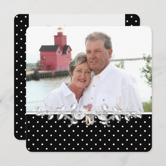 Invitation mariage Vow Renouvellement du point noir et blanc (Devant / Derrière)