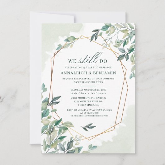 Invitation Mariage Vow Renouvellement Eucalyptus Anniversaire (Devant)