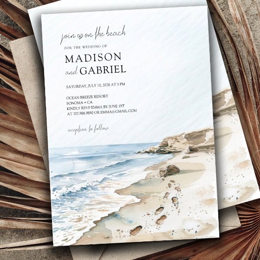 Invitation Mariage Watercolor Beach