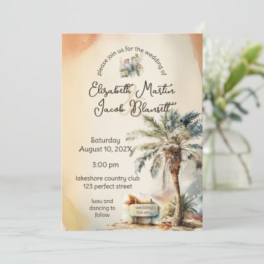 Invitation Mariage Watercolor Beach (Debout devant)