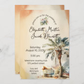 Invitation Mariage Watercolor Beach (Devant / Derrière)