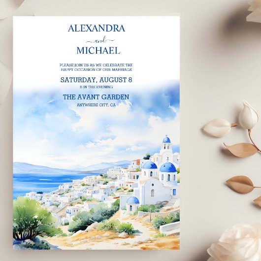 Invitation Mariage Watercolor Grèce