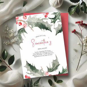 Invitation Mariage Watercolor Holly Noël