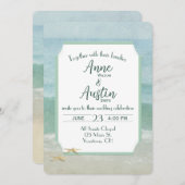Invitation Mariage Watercolor Ocean Beach Frame (Devant / Derrière)