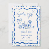 Invitation Mariage Wavy à la main de Whimsical tiré Bow (Devant)