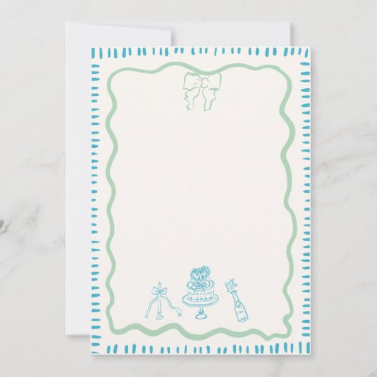 Invitation Mariage Wavy à la main de Whimsical tiré Bow (Dos)