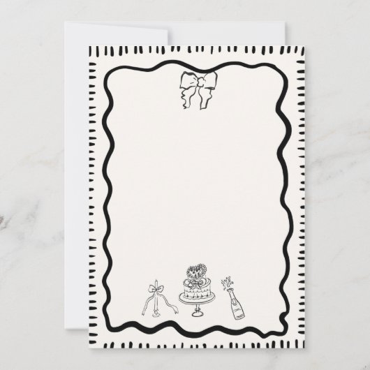 Invitation Mariage Wavy à la main de Whimsical tiré Bow (Dos)