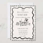 Invitation Mariage Wavy à la main de Whimsical tiré Bow (Devant)