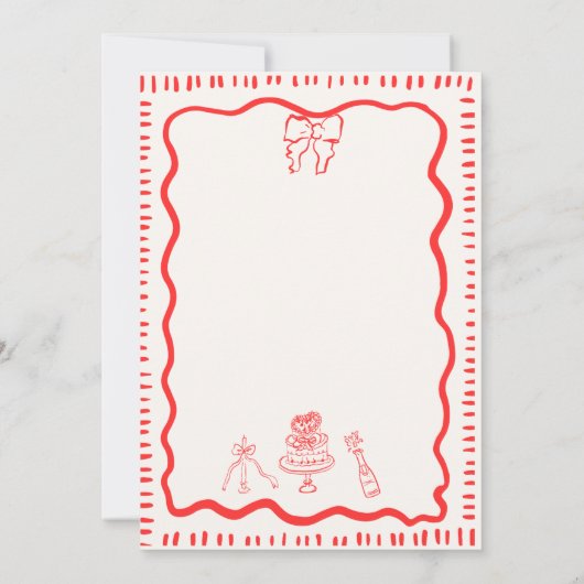 Invitation Mariage Wavy tiré main Whimsical Scribble Bow roug (Dos)