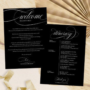 Invitation Mariage Week-end Bienvenue Itinéraire Noir