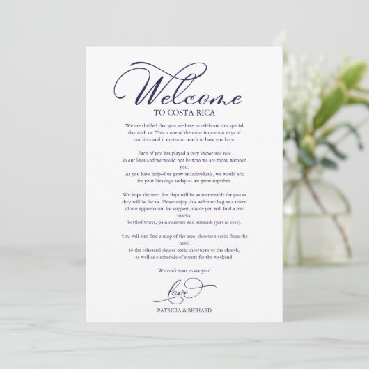 Invitation Mariage Week-end Itinéraire Élégant Script Bienven (Debout devant)