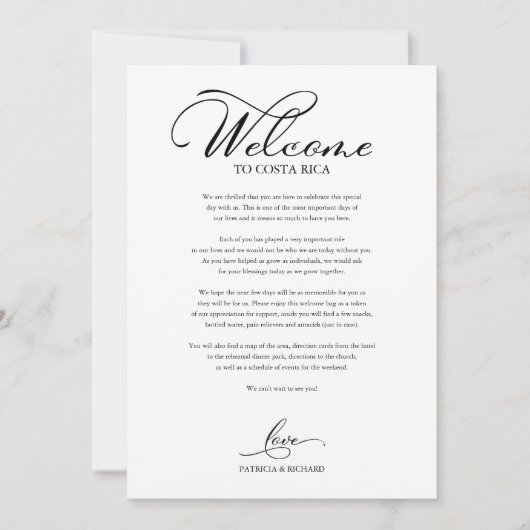 Invitation Mariage Week-end Itinéraire Élégant Script Bienven (Devant)
